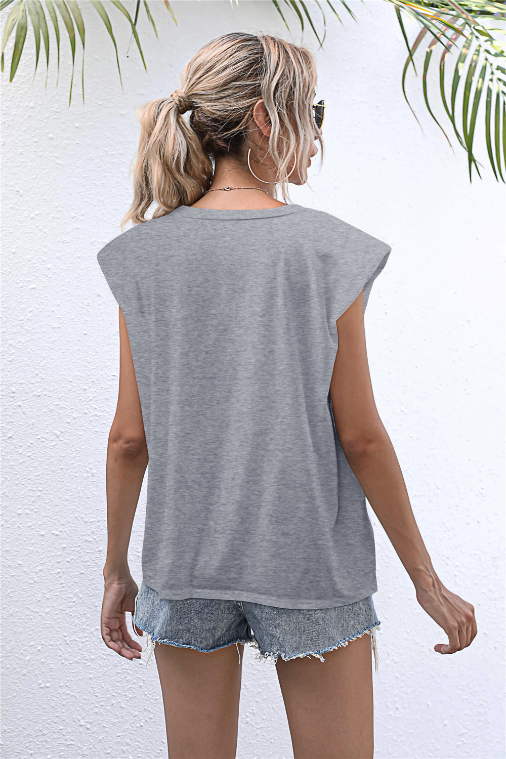 SUNSETNIGHTS Round Neck Cap Sleeve Tee