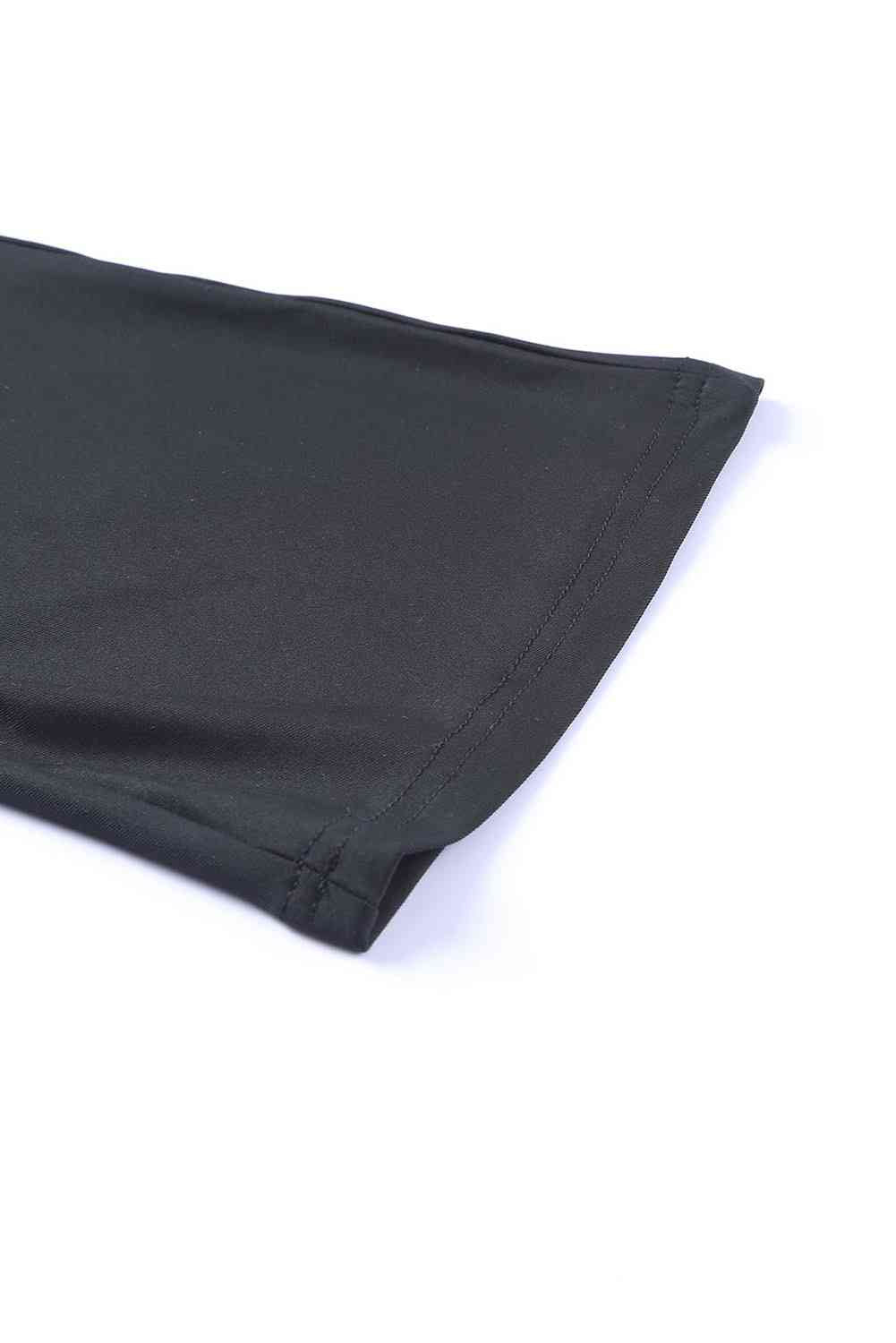 Black Twisted Plunge Three-Quarter Sleeve Jumpsuit