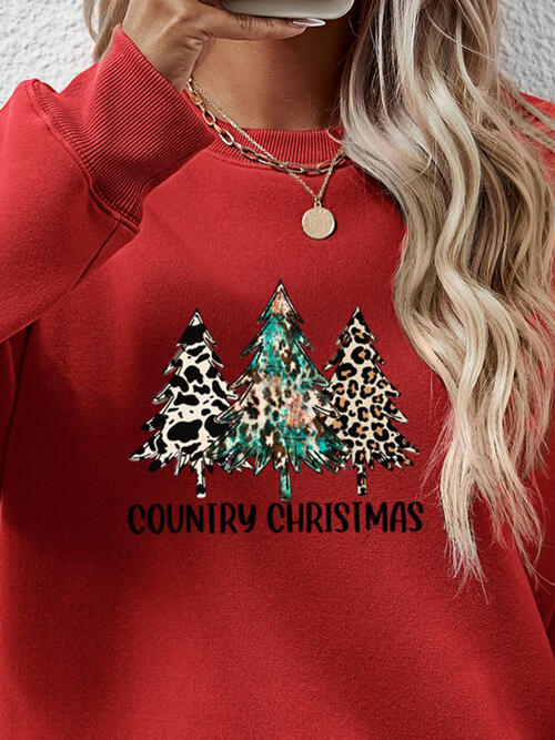 CHRISTMAS THEMED Graphic Round Neck Dropped Shoulder Sweatshirt