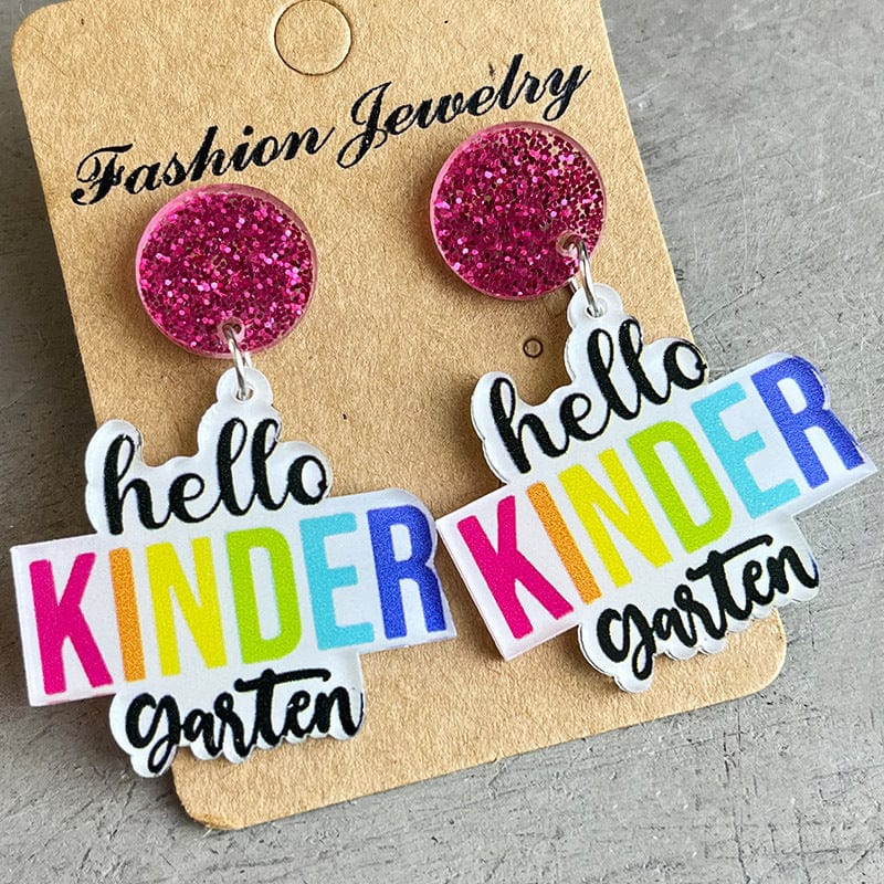 LITTLE GIRLS HELLO SECOND GRADE Acrylic Dangle Earrings