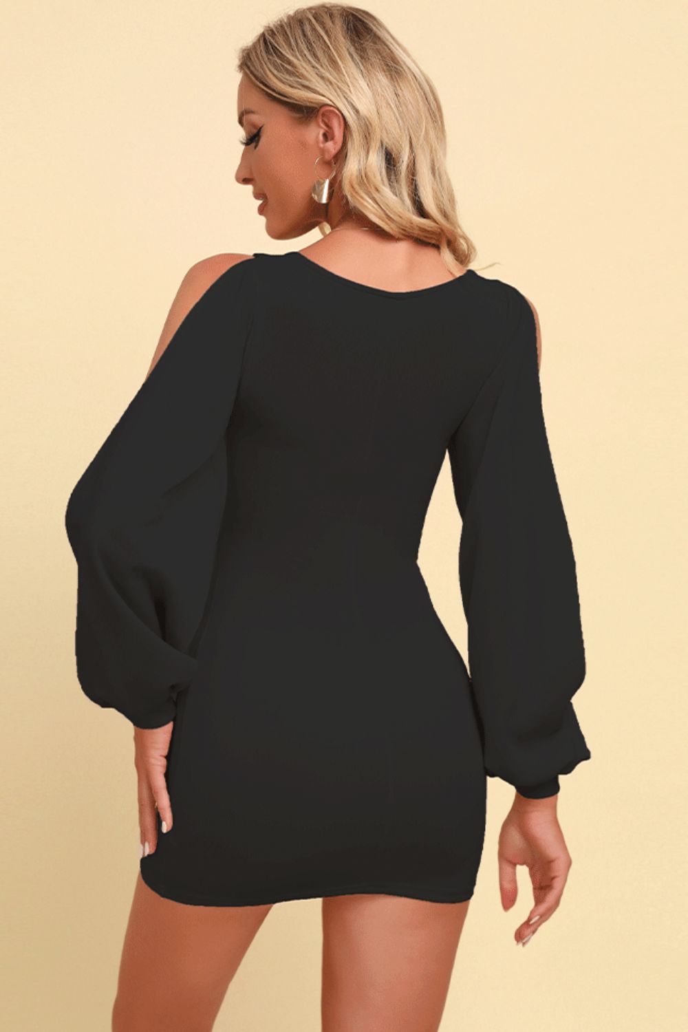 Women's Square Neck Split Sleeve Mini Dress