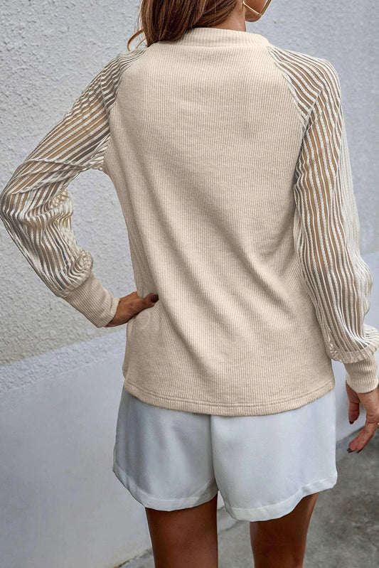 Full Size Round Neck Raglan Sleeve Knit Top