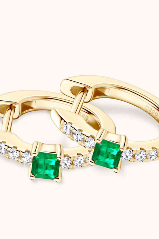 Gold Lab-Grown Emerald Earrings