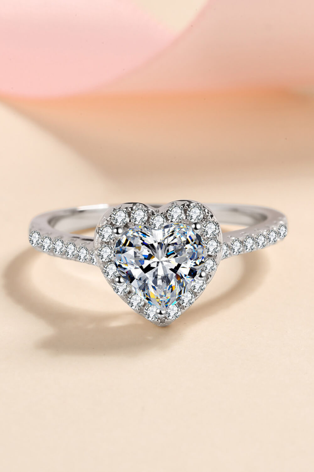 Women's 1 Carat Moissanite Heart-Shaped Ring