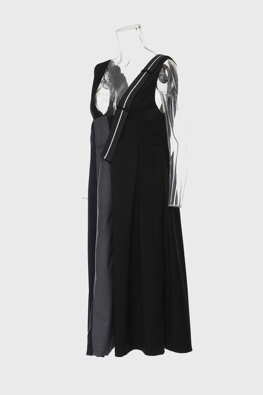GAWQO Contrast Pleated Zip-Back Pinafore Dress *