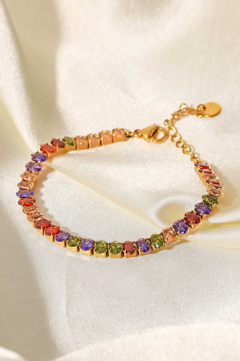 18K Women's Gold Plated Multicolored Zircon Bracelet
