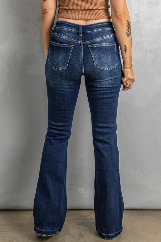 Mcklynn Button Fly Distressed Bootcut Jeans