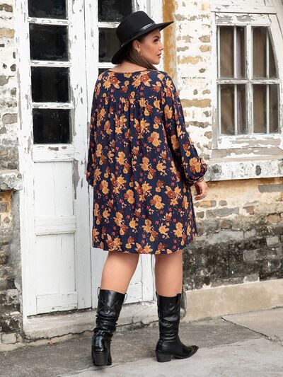 Women's Cressida Plus Size Floral V-Neck Balloon Sleeve Dress