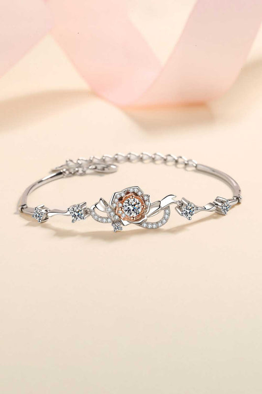 925 Sterling Silver Moissanite Women's Floral Bracelet