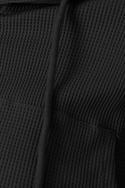 Joelynn Waffle-Knit Drawstring Zip Up Hoodie