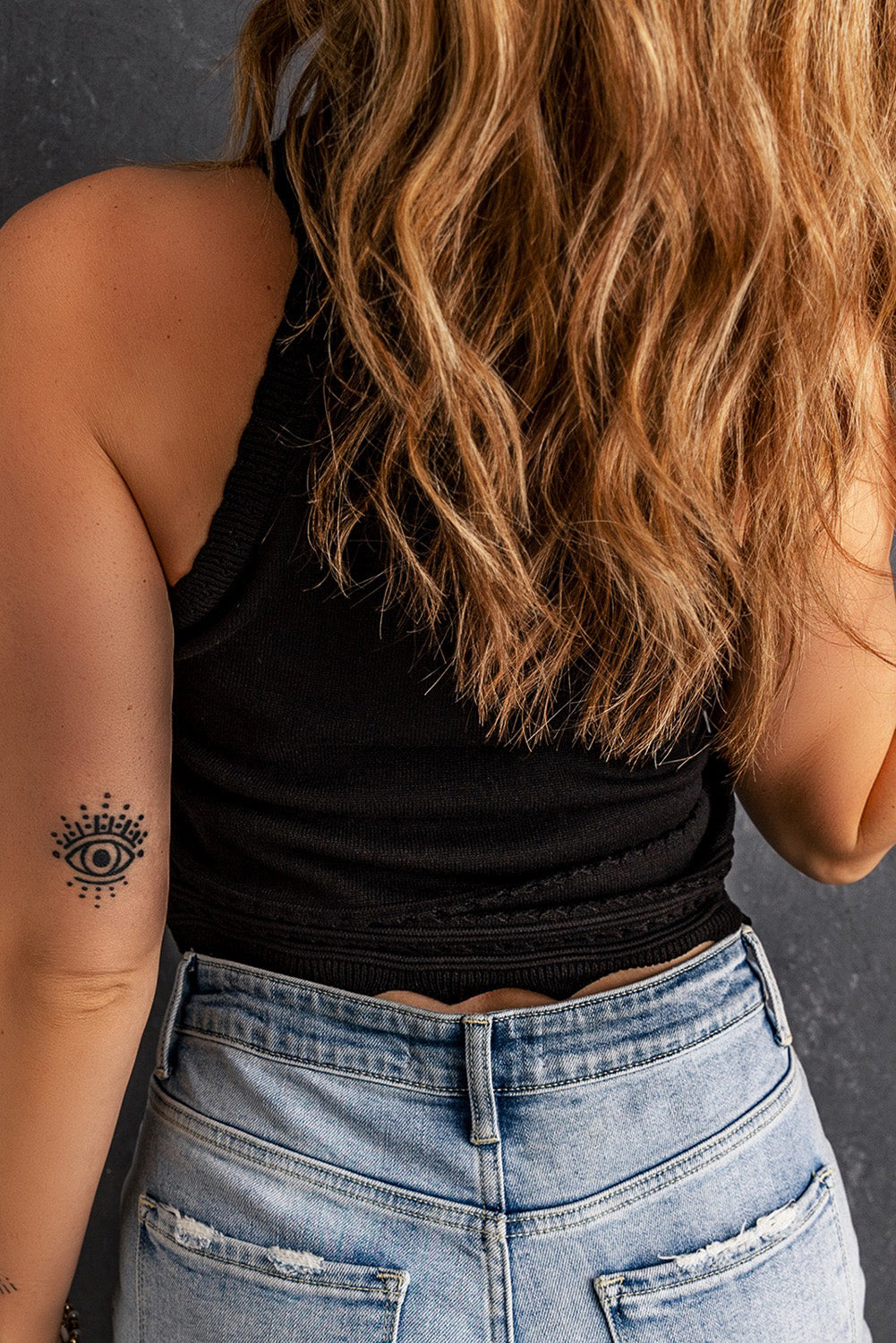 SUMMERCHIC Full Size Scalloped Openwork Grecian Neck Tank