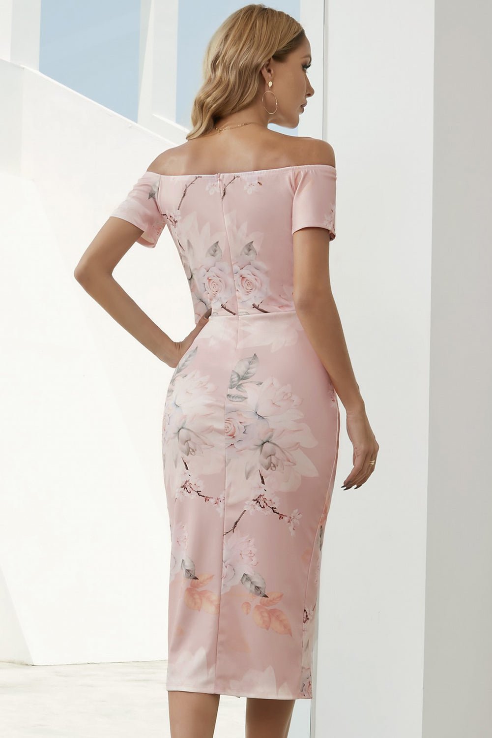 Women's Full Size Printed Off-Shoulder Split Dress