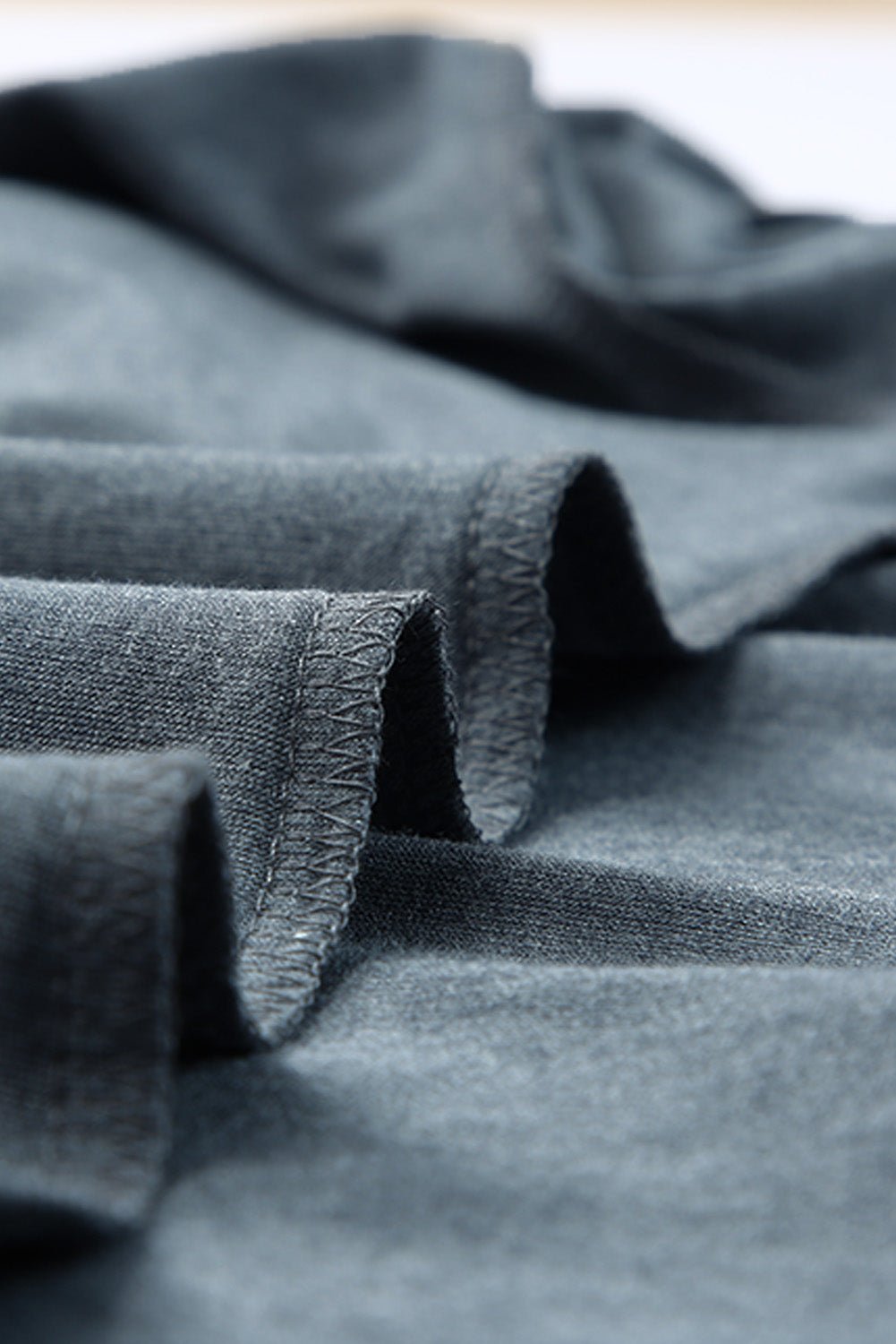 Full Size Gray Strappy Round Neck Long Sleeve Top *