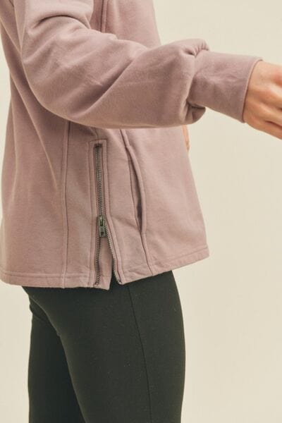 Kimberly C Drawstring Side Zip Lavender Sweatshirt