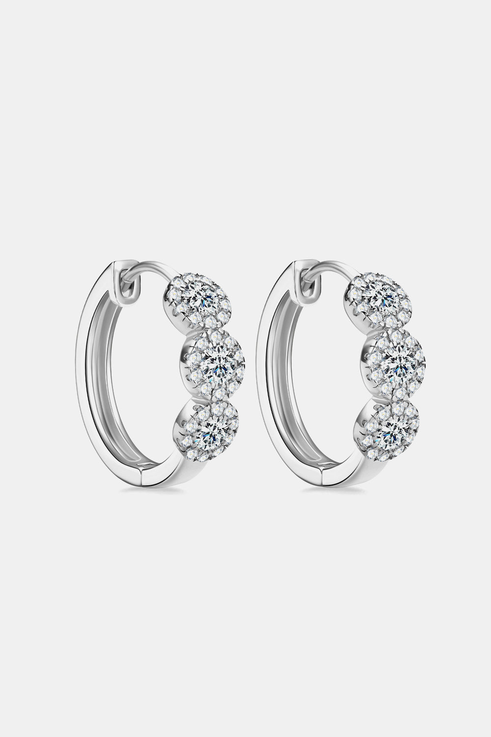 Moissanite 925 Sterling Silver Huggie Earrings | Length 0.64" Moissanite 0.07*6 Weight 0.1oz