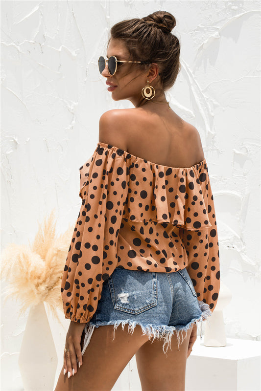 Adelisa & Yehn Polka Dot Off-Shoulder Layered Blouse