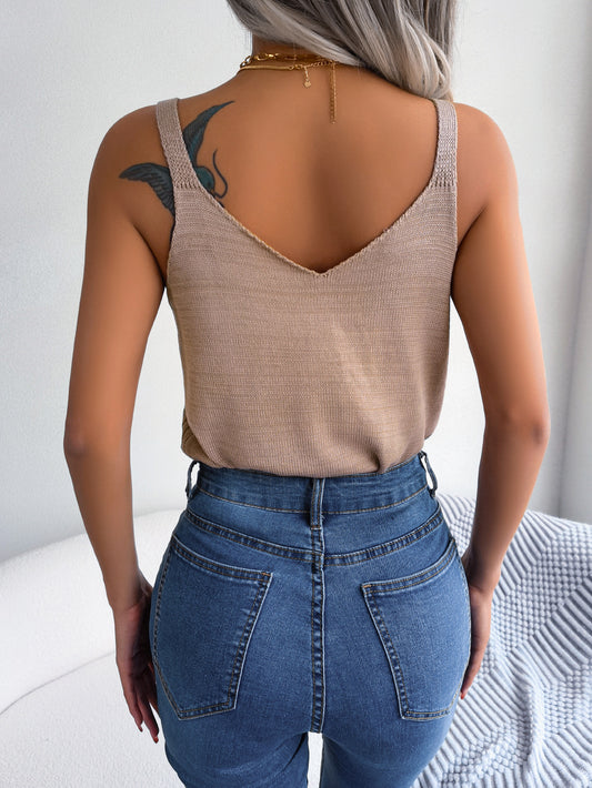 BELLAS CAMIn'TANKS Openwork Scoop Neck Knit Tank Top 🦋