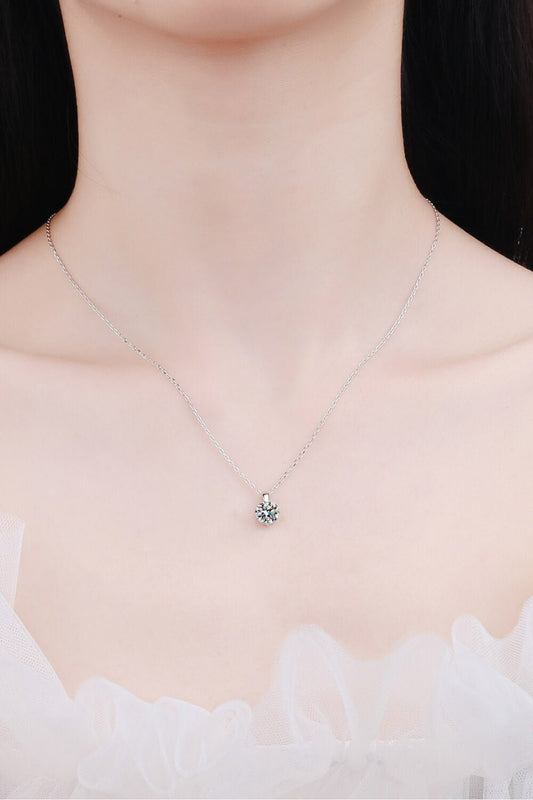 Minimalist 925 Sterling Silver Moissanite Pendant Necklace *