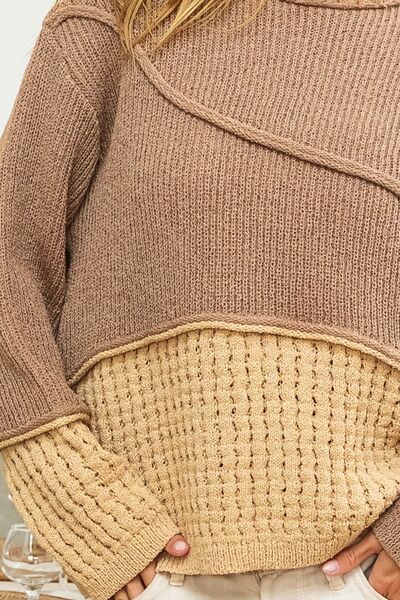 BiBi Texture Detail Contrast Drop Shoulder Sweater - Brand BiBi