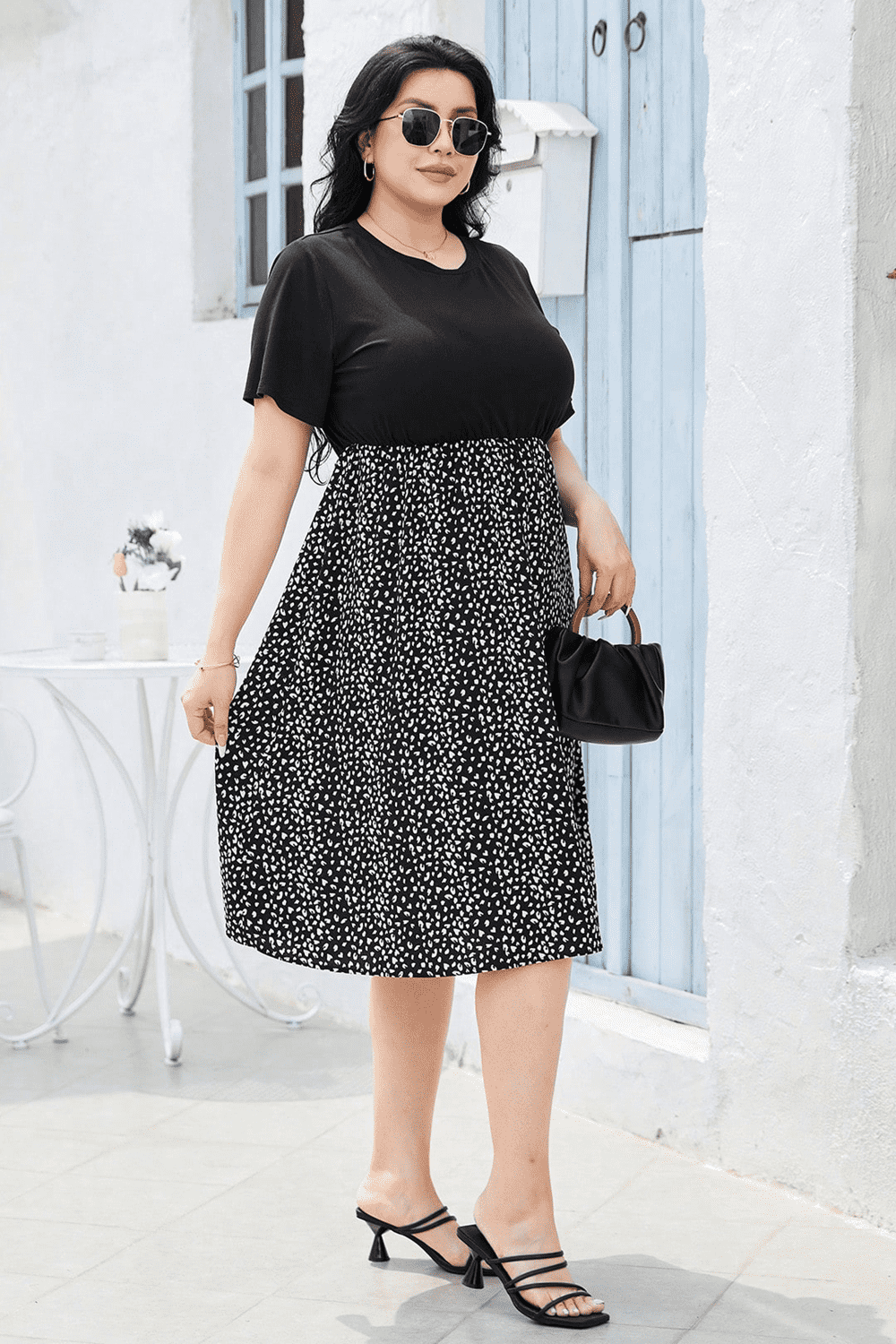 Penelope Full Size Round Neck Short Sleeve Printed Dress