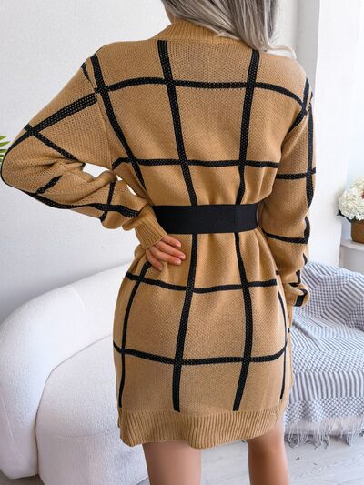 Women's Clarisia Plaid Round Neck Dropped Shoulder Sweater Dress