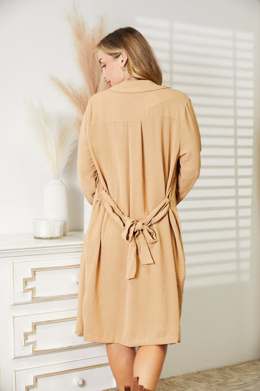 Culture Code Full Size Tied Tan Trench Coat with Pockets