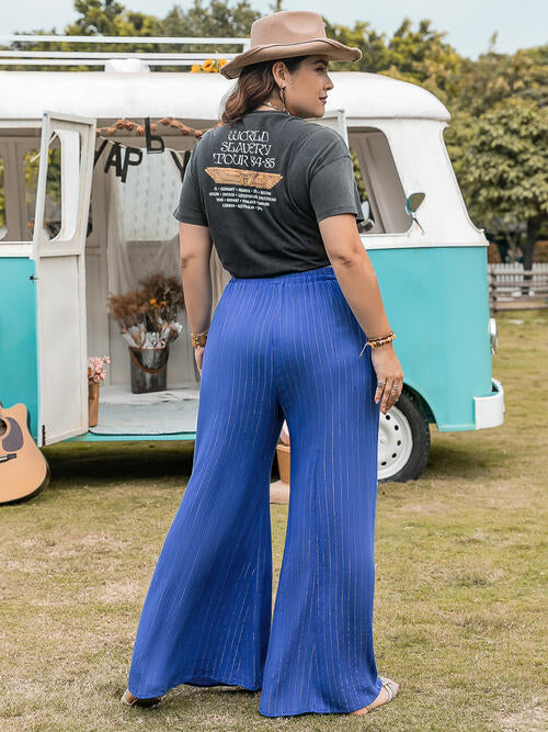 Plus Size SoCozy Striped Royal Blue Wide-Leg Pants