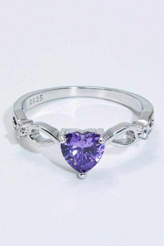 Women's Crystal Heart 925 Sterling Silver Ring