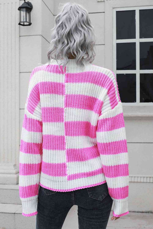 KnitwearTime Color Block Dropped Shoulder Sweater
