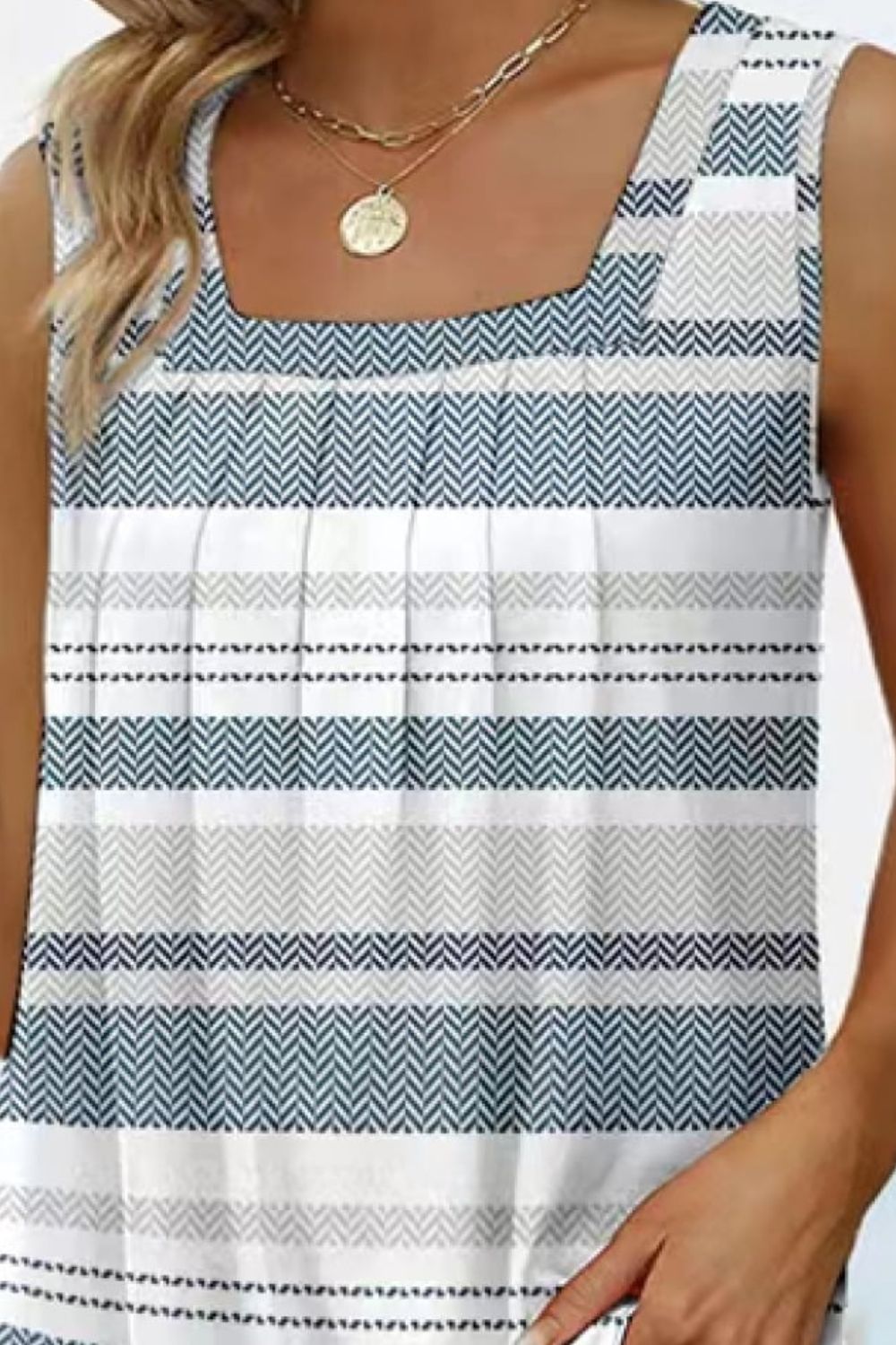 SALTYMIND Full Size Printed Square Neck Curved Hem Tank