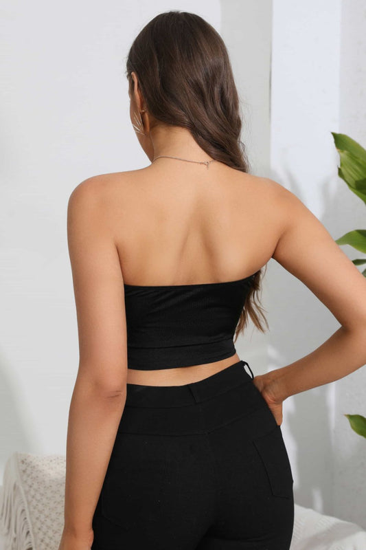 Heart Spider Web Graphic Tube Top with Rhinestones in Black