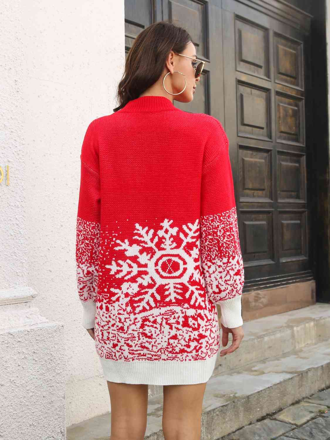Christmas Snowflake Pattern Sweater Dress