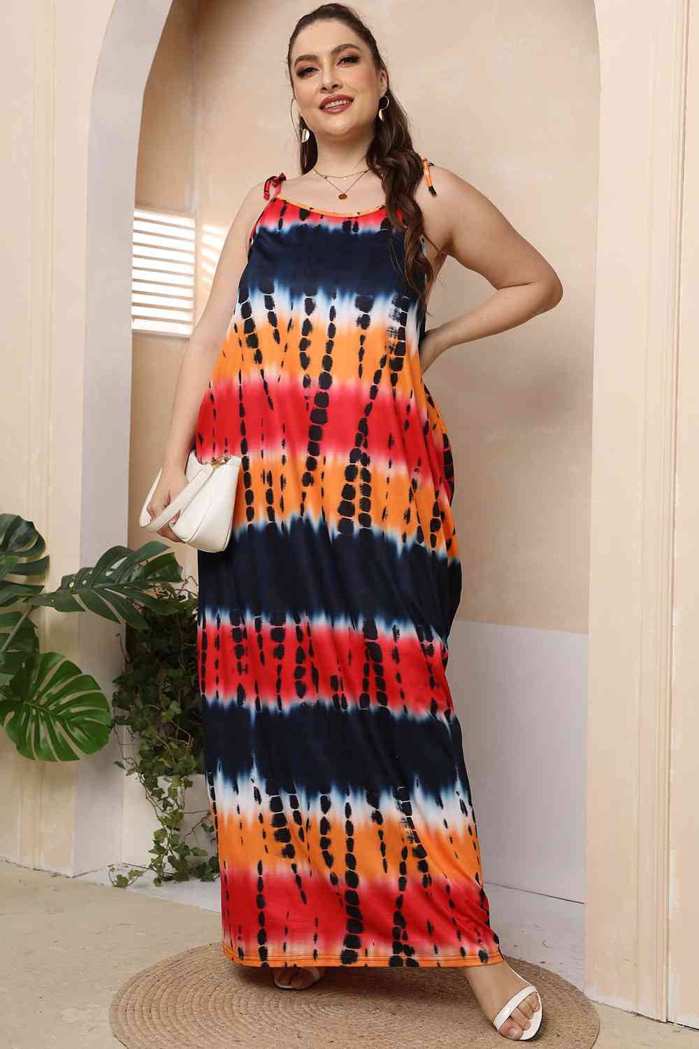 Plus Size Cora Lea Multicolor Tie-Shoulder Maxi Dress