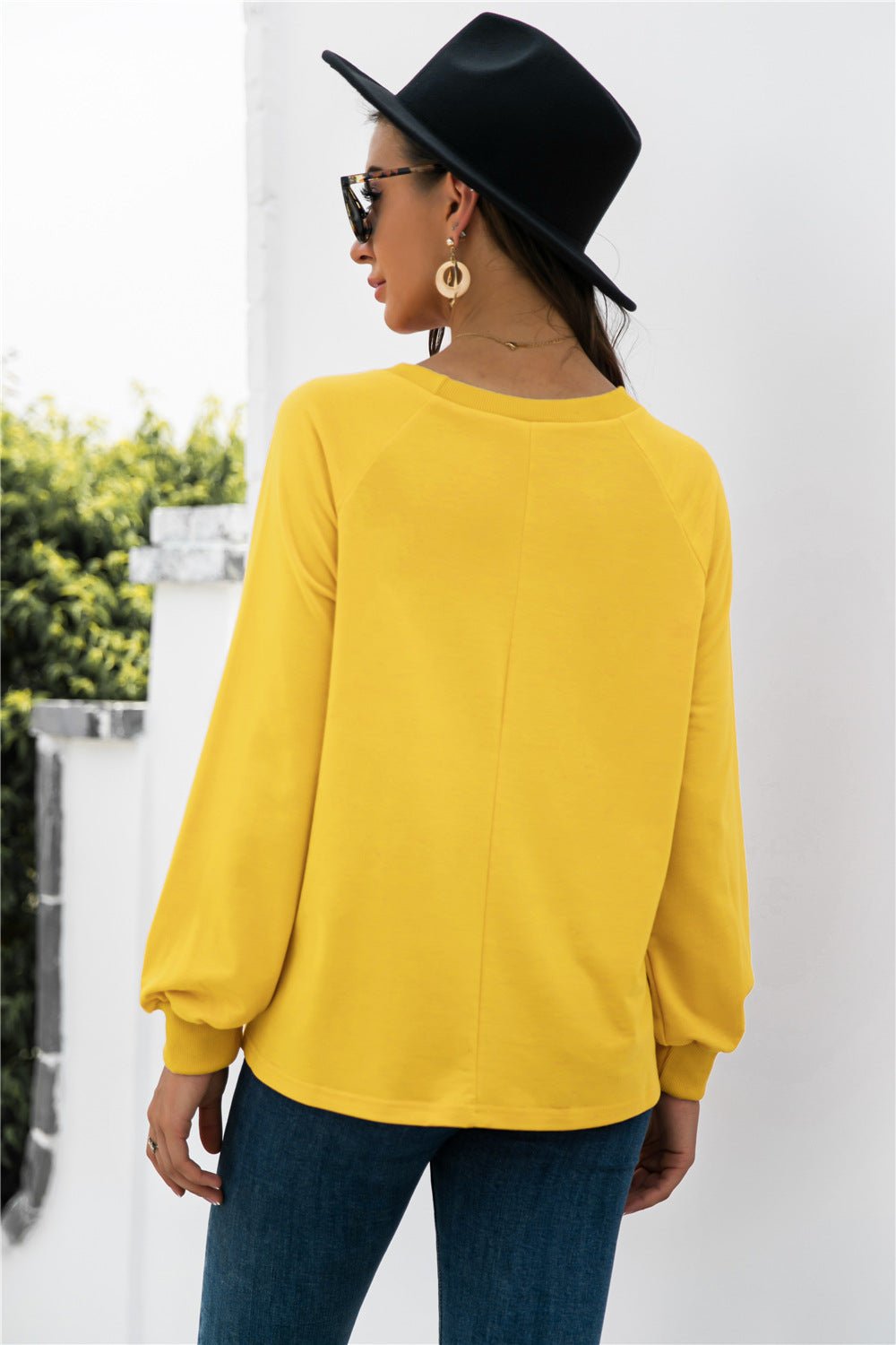 NotSoBasic Relaxed Fit Raglan Sleeve Round Neck Sweatshirt *