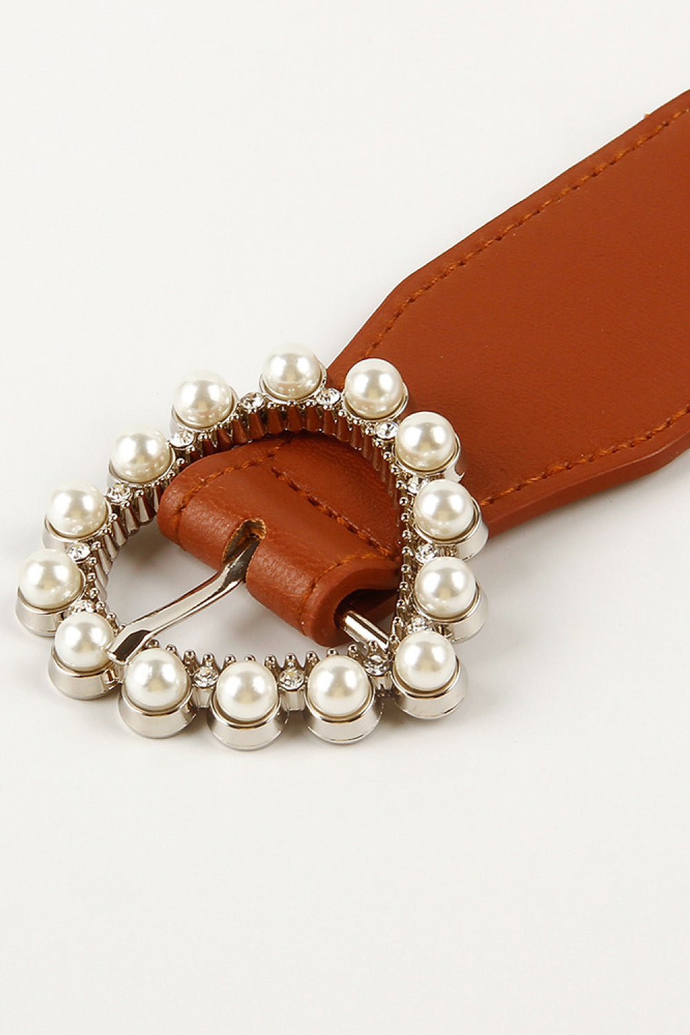 TranquilNights Pearl Heart Buckle Elastic Belt