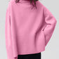 Side Slit Turtleneck Drop Shoulder Sweater