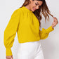 Ruched Mock Neck Long Sleeve Blouse