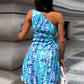 Full Size Cutout Printed Sleeveless Mini Dress