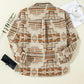 Plus Size Geometric Collared Neck Long Sleeve Jacket