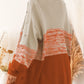 Pompom Color Block Open Front Cardigan