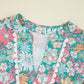 Printed Notched Short Sleeve Blouse