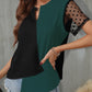 Color Block Notched Short Sleeve T-Shirt