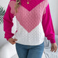 Contrast Round Neck Long Sleeve Sweater