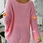 Flower Round Neck Long Sleeve Sweater