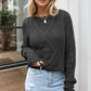 Cable-Knit Round Neck Dropped Shoulder Sweater