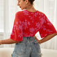 Printed Plunge Half Sleeve Blouse