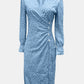 Full Size Printed Surplice Long Sleeve Midi Dress