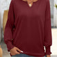 Textured Notched Lantern Sleeve T-Shirt