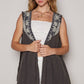 POL Embroidered Pearls Open Front Sleeveless Cardigan