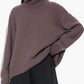 Ribbed Detail Turtleneck Dropped Shoulder Sweater